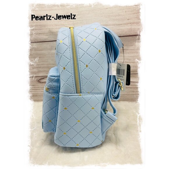 Loungefly Disney Princess Castle Blue Quilted Mini Backpack NWT main image 6